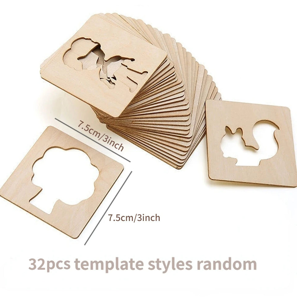 Kids Drawing Toys Montessori DIY Painting Stencils Template Wooden Craft Puzzle Educational Toys for Boys Girls Birthday Gift